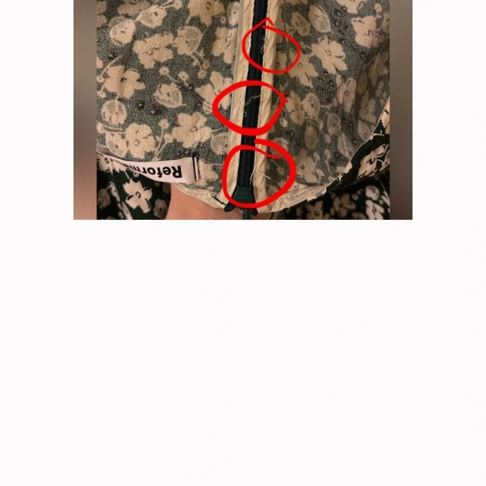 Reformation Forest Green Mini Dress with Cream Floral Print - Picture 5 of 6